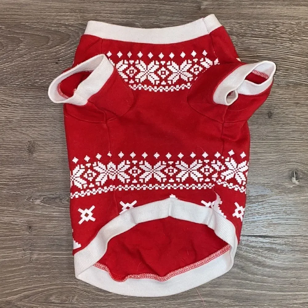 Christmas Printed Snowflake Hearts Dog Shirt